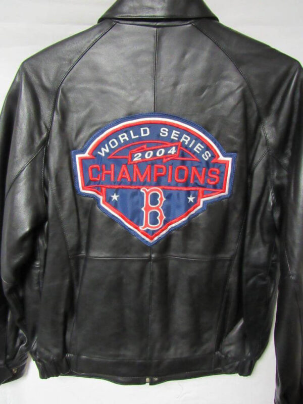 Maker of Jacket Black Leather Jackets MLB Boston Red Sox 2004 World Series