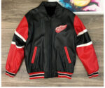 Detroit Red Wings Zip Vintage Leather Jacket