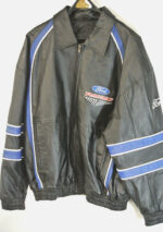 Ford Racing Black Blue Leather Jacket