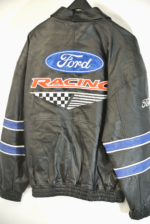 Ford Racing Black Blue Leather Jacket