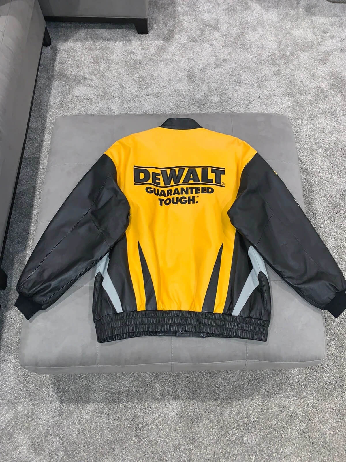 Matt Kenseth Dewalt Yellow Leather Jacket Maker of Jacket