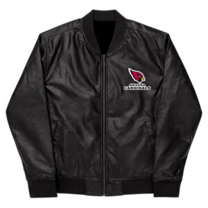 NFL Arizona Cardinals Black Leather Varsity Jacket