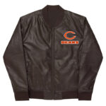 NFL Chicago Bears Brown Leather Varsity Jacket