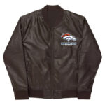 NFL Denver Broncos Brown Leather Varsity Jacket
