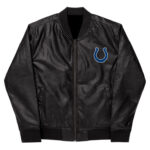 NFL Indianapolis Colts Black Leather Varsity Jacket