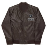 NFL Las Vegas Raiders Brown Leather Varsity Jacket