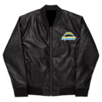 NFL Los Angeles Chargers Black Leather Varsity Jacket