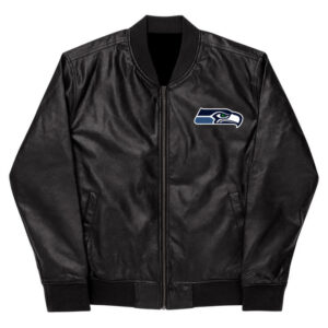 NFL Seattle Seahawks Design 7 Logo Black And Brown Leather Jacket For Fans  - Freedomdesign