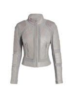 Suede Mesh Moto Gray Women's Jacket