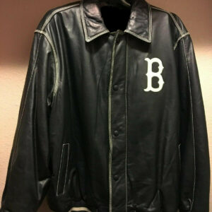 BOSTON RED SOX TWO-TONE WOOL AND LEATHER JACKET - NAVY