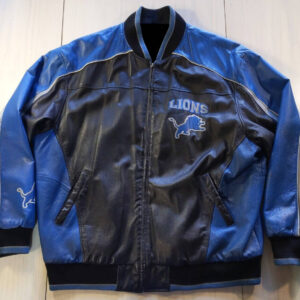 Detroit Lions Logo NFL Black 2D Leather Jacket - Owl Fashion Shop