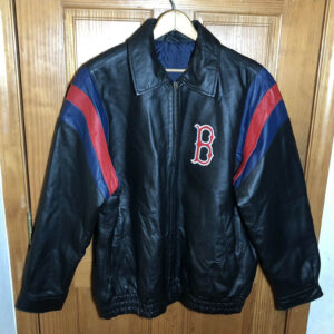 Navy Blue MLB Boston Red Sox Wool Leather Jacket - Maker of Jacket