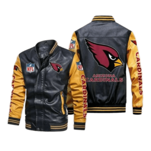 Arizona Cardinals Black Yellow Bomber Leather Jacket