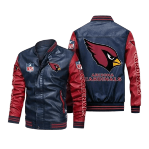 Arizona Cardinals Navy Red Bomber Leather Jacket