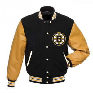 Boston Bruins Black and Cream Varsity Jacket - NHL Varsity Jacket 3XS