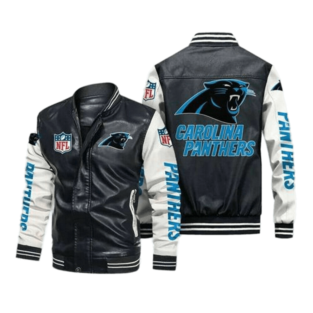 Carolina Panthers Varsity Jacket Men's Sweatshirt Casual Snap Button Coat  Tops