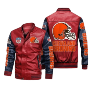 NFL Team Cleveland Browns Black Leather Vest - Maker of Jacket