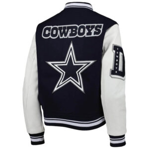 Dallas Cowboys Navy And White Leather Jacket