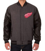Detroit Red Wings Charcoal Black Varsity Jacket