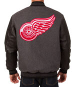 Detroit Red Wings Charcoal Black Varsity Jacket