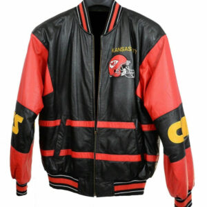 Maker of Jacket Fashion Jackets NFL Red Kansas City Chiefs Color Block Leather