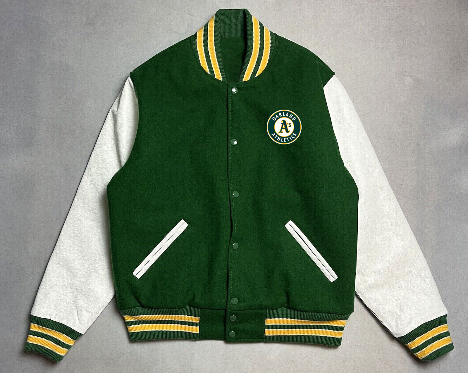 Green White MLB Oakland Athletics Varsity Jacket - Maker of Jacket