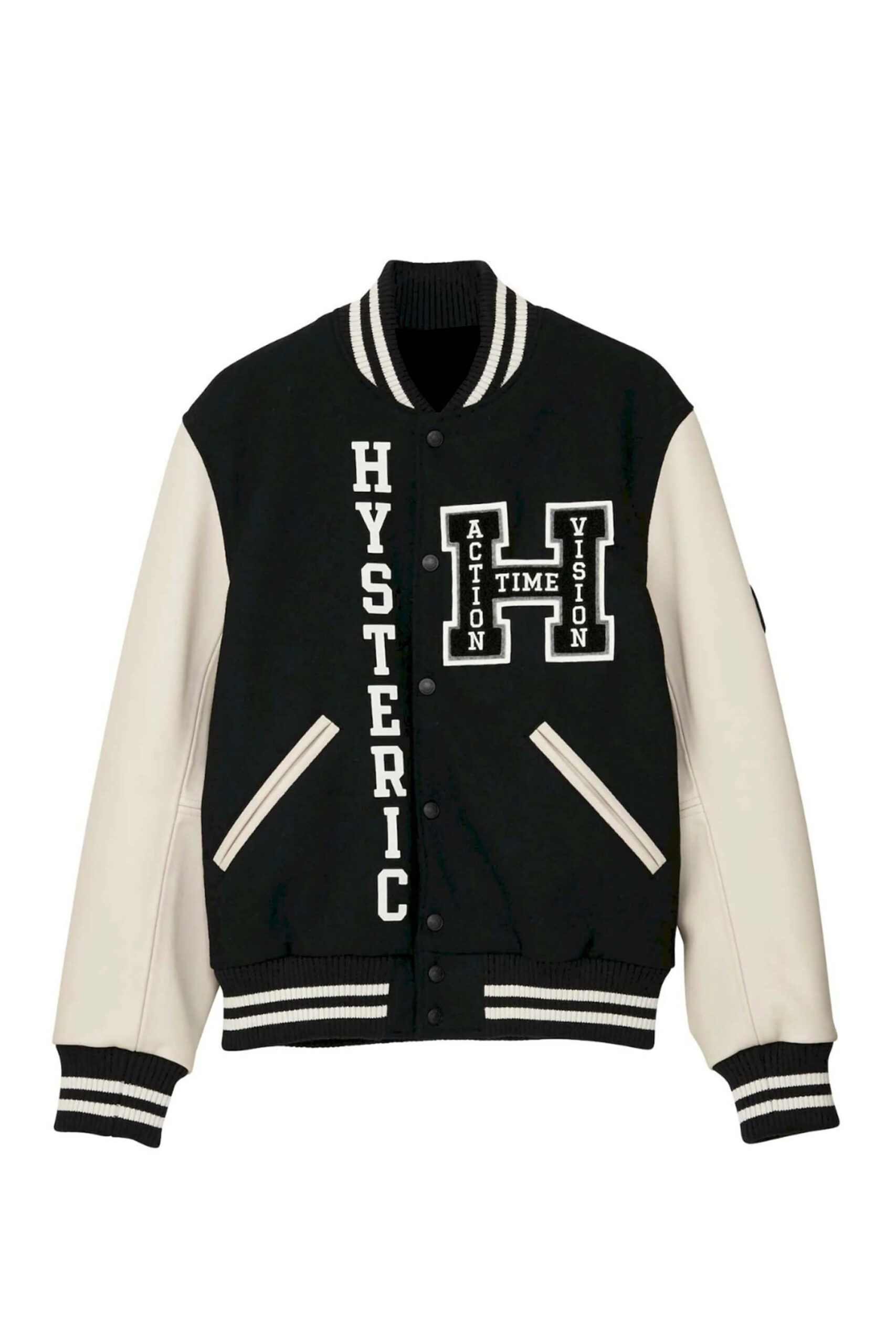 Hysteric Glamour No Evil Black White Varsity Jacket