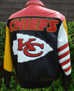 KANSAS CITY CHIEFS VEGAN LEATHER JACKET Black/White – Jeff