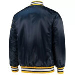 Michigan Wolverines Navy Snap Satin Jacket