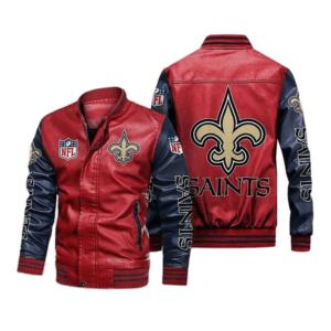 New Orleans Saints Ultra Game NFL Satin Varsity Bomber Jacket Mens