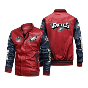 NFL Football Philadelphia Eagles Logo Brown And Black Leather Jacket For  Men And Women - Freedomdesign