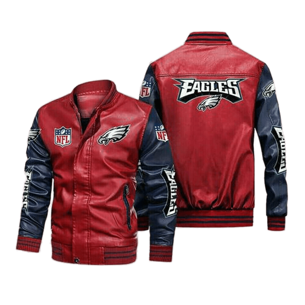 Philadelphia Eagles Bomber Leather Jacket Hooded Jacket Coat