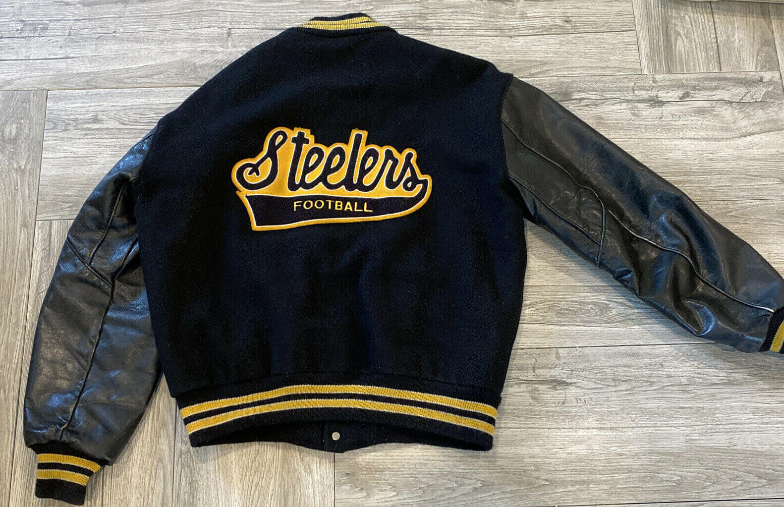 NFL Black Pittsburgh Steelers Leather Varsity Jacket - Maker of Jacket