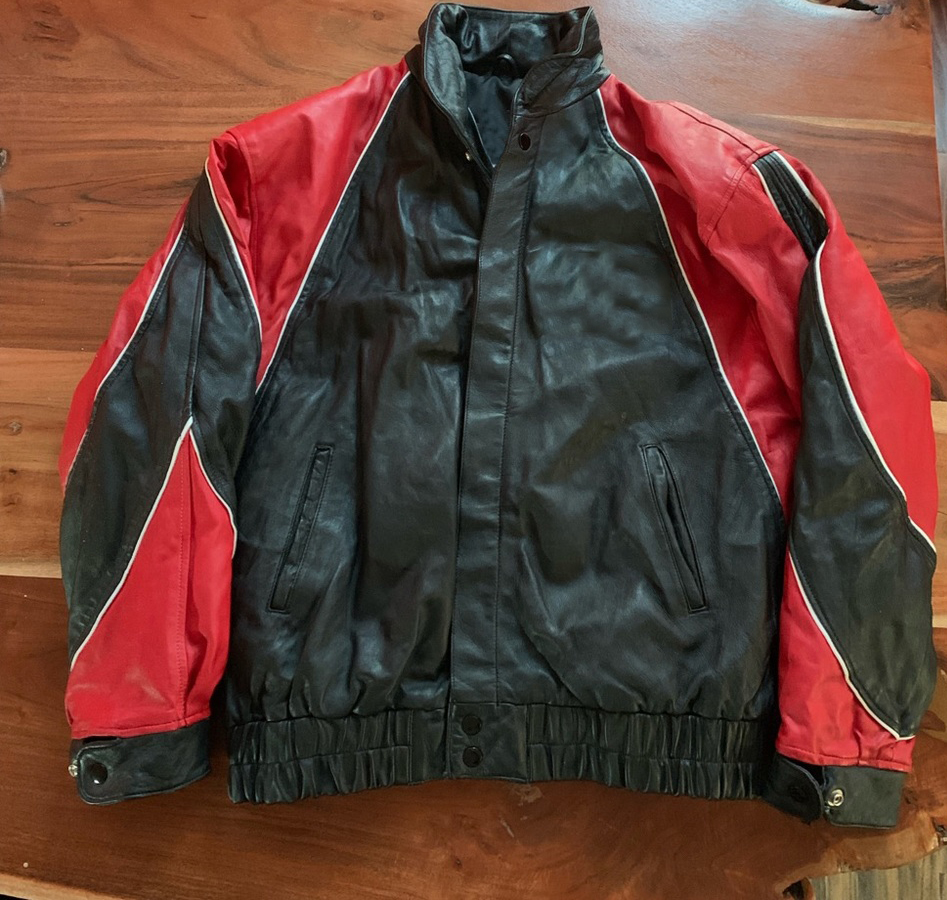 Bkack Avirex Track Field Leather jacket Classic Vintage sz Small