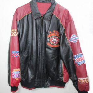 NFL San Francisco 49ers Logo 4 Black Brown Leather Jacket For Fans -  Freedomdesign