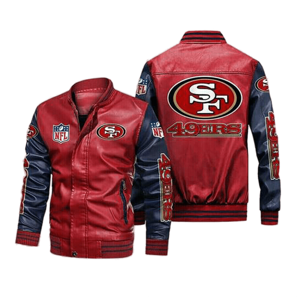 Maker of Jacket Fashion Jackets San Francisco 49ers Red Navy Bomber Leather