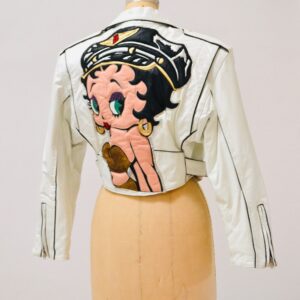 Vintage Betty Boop White Biker Leather Jacket