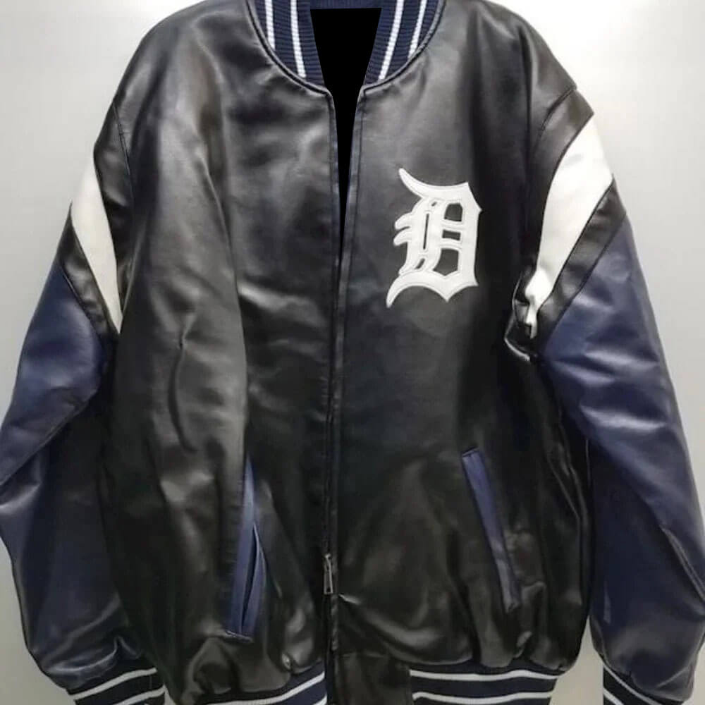 Detroit Tigers Two-Tone Wool Jacket w/ Handcrafted Leather Logos