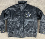 Vtg NFL Team Dallas Cowboys Black Leather Jacket