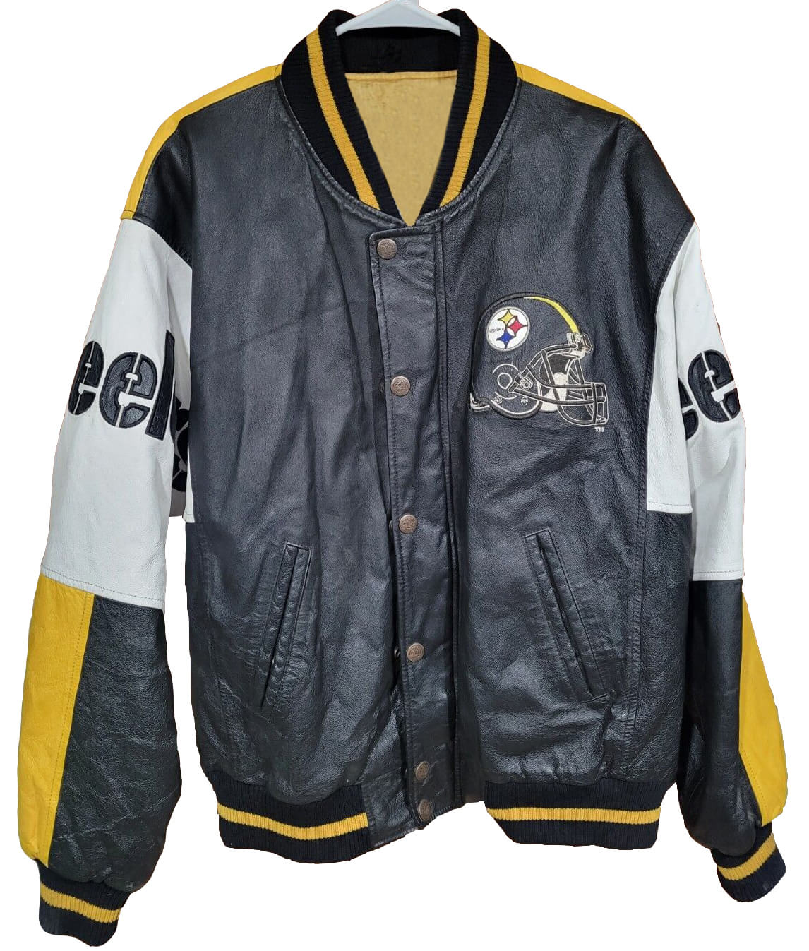 Vintage Pittsburgh Steelers G3 Carl Banks Black Leather Jacket