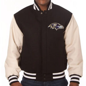 Baltimore Ravens Brown and Cream Varsity Jacket