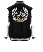 Black White General Yay Monogram Varsity Jacket