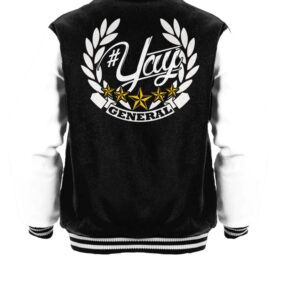 Black White General Yay Monogram Varsity Jacket