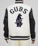 Chicago Cubs MLB Cream Black Varsity Jacket
