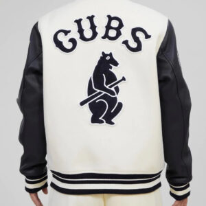 Chicago Cubs MLB Cream Black Varsity Jacket