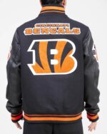 Arlyne Cincinnati Bengals Black Leather Varsity Jacket