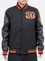 NFL Team Black Cincinnati Bengals Varsity Wool Jacket - HJacket