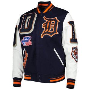 Satin Starter Navy Blue and Orange Detroit Tigers Reliever Jacket - Jacket  Makers