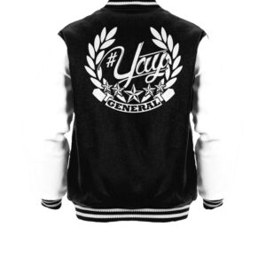 General Yay Black White Monogram Varsity Jacket