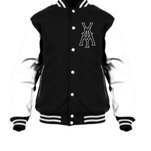 General Yay Black White Monogram Varsity Jacket